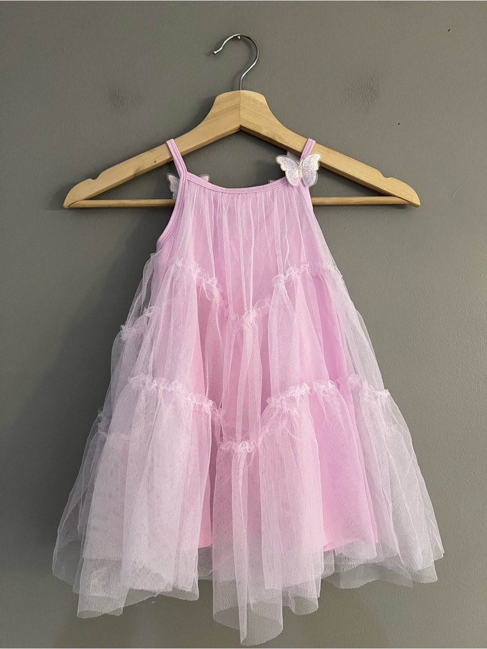 Truly Me by Sara Sara Toddler Fairy Butterfly Tulle Dress Layered Mesh Pink 2T - Picture 3 of 9